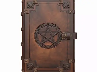 3D Leather Grimoire Book Cover Pentagram and Aged 3D model