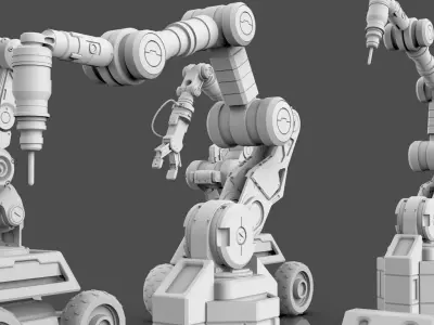Industrial Robot Arms Pack Of 2 -Untextured 3D model
