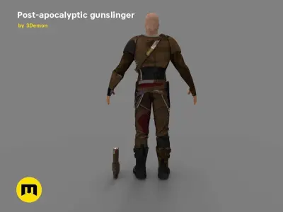 The Gunslinger - post-apocalyptic Warrior Low-poly 3D model