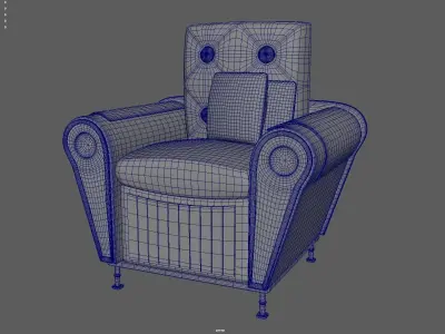 Fabric Armchair Wood Chair Sofa Pillow 001 Free 3D model