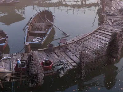 Fishing Village Low-poly 3D model