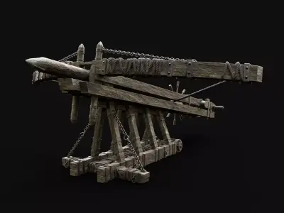 BALLISTA WAR MACHINE MEDIEVAL SIEGE ENGINE WAR BATTLE WEAPON Low-poly 3D model