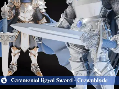 Stylized Sword - Ceremonial Royal Crownblade - Game Ready 3D model