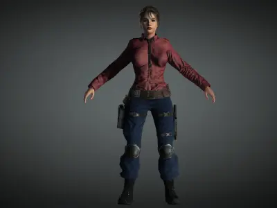 AAA Military Female Character 05 Low-poly 3D model