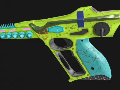 sci-fi Cartoon Pistol Low-poly 3D model