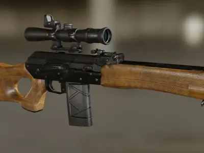 AK-74 458 SOCOM - Two variants Low-poly 3D model