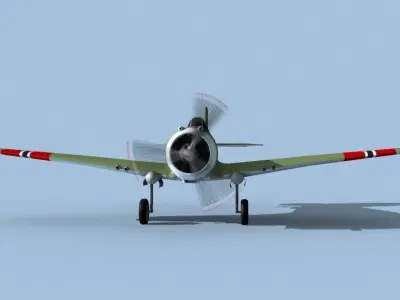 Curtiss H-75C Mohawk V16 Norway 3D model