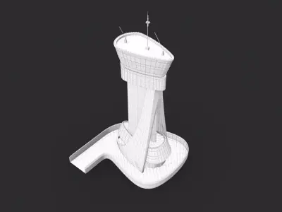 Air Traffic Control Mumbai Low-poly 3D model