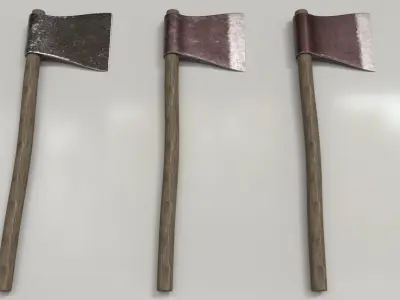 Wood Axe Set Low-poly 3D model