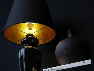  Eno Ceramic Arrius Granada Shade Lamp Model, Black 