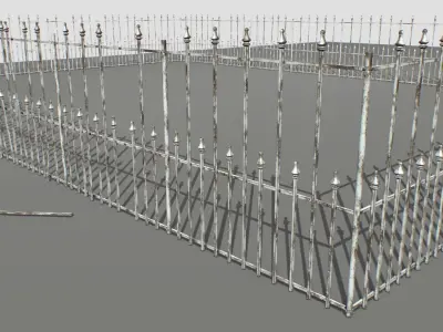 Railing Fence pack 4 Low-poly 3D model