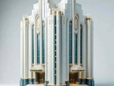 Art Deco Building 3D Model Low-poly 3D model