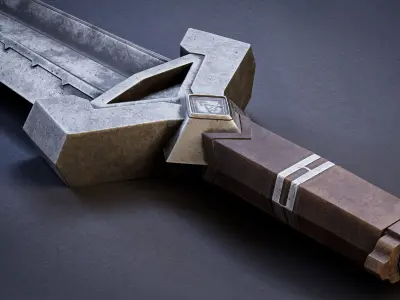 Sword and Scabbard - Dwarven Low-poly 3D model