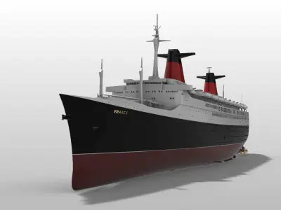 Paquebot FRANCE ocean liner printable model - full and waterline 3D print model