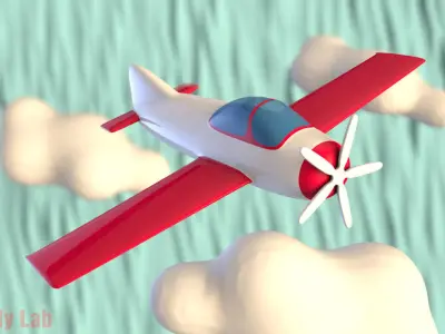 Cartoon  Plane AirCraft Low-poly 3D model