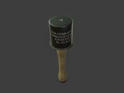 German Stick Grenade Stielhandgranate Low-poly 3D model