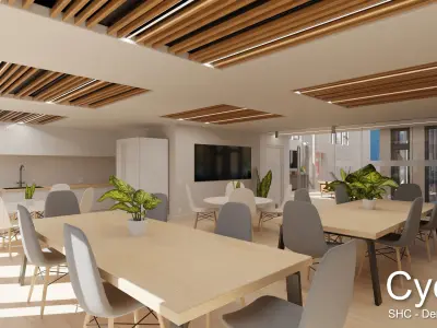 Modern furnished warehouse with office for Blender Low-poly 3D model