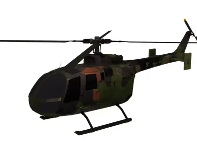 Lowpoly BO-105 Helicopter 3D Model Low-poly 3D model