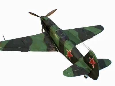 Russian Soviet fighter aircraft Yakovlev Yak-9 Low-poly 3D model