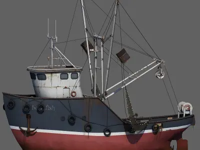 Fishing Boat 2 Low-poly 3D model