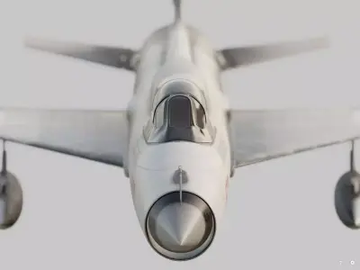 Mig-21 fighter jet flying in sky 3D model