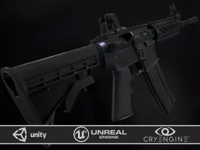 M4A1 RIS high detail Low-poly 3D model