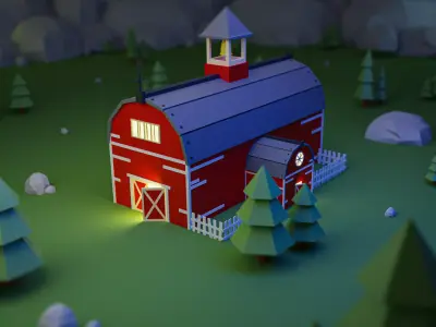 Farm Barn - Low poly farm barn model Free low-poly 3D model