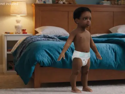 Black Baby Boy Wearing Diaper A-Pose 3D model