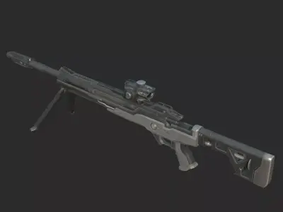 Futuristic Sci-Fi Style Sniper Rifle 3D model