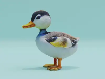Baby Duck Cute Low-poly 3D model