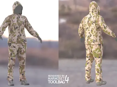 Female Military Outfit 3 Low-poly 3D model