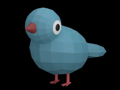LowPoly Cartoon Cute Bird Low-poly 3D model
