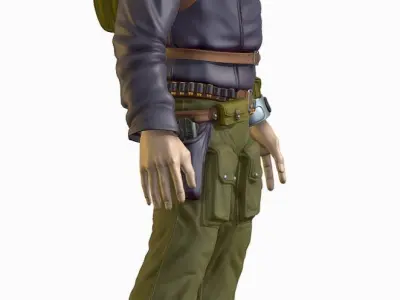 High Poly Man Leather Jacket Military Outfit Low-poly 3D model