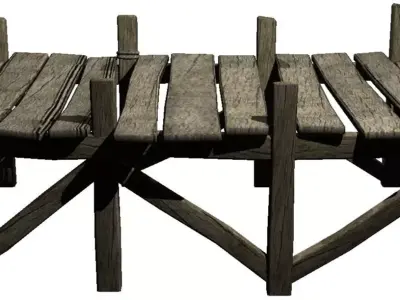 Wooden Platform Low-poly 3D model