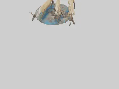 Caribou migrating model Low-poly 3D model