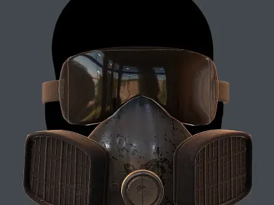 Gas mask helmet 3d model scifi Low-poly  Low-poly 3D model 541