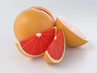 Cartoon Grapefruit 3D model