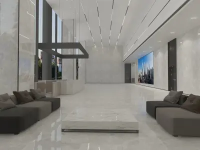 Lobby with Lounge and Elevator Hall 3D model