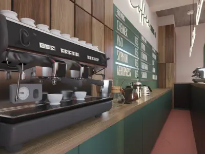 Coffee Brewing Shop Interior 3D model