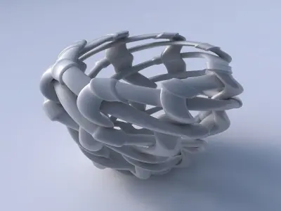 Bowl cylindrical with interlacing soft edged lattice and ribb... 3D model