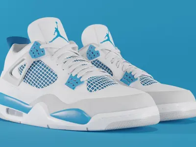 Jordan 4 Military Blue Low-poly 3D model