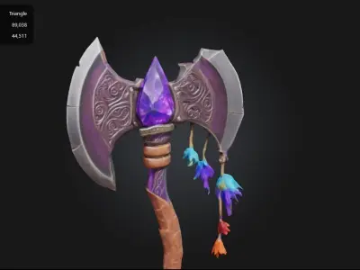 Battle Axe Game Ready 3D Weapon Model Low-poly 3D model