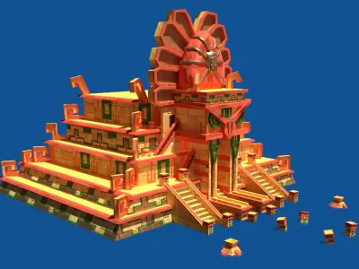 Stylized Incan Temple Low-poly 3D model