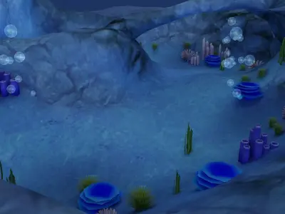 Underwater habitat sea life seascape ship reef coral  3D model