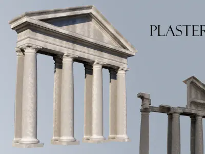 fronton Tuscan column and stone block model 3D model