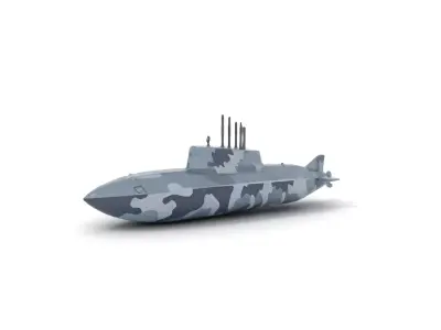 Stealth Camo Submarine model pack Low-poly 3D model
