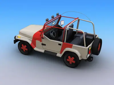 Lowpoly Jeep with interior 2 Low-poly 3D model