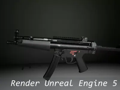 MP5A3 Low Poly Game Ready Rigged Low-poly 3D model