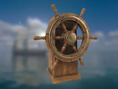 Ship steering wheel Ship Wheel Low-poly 3D model