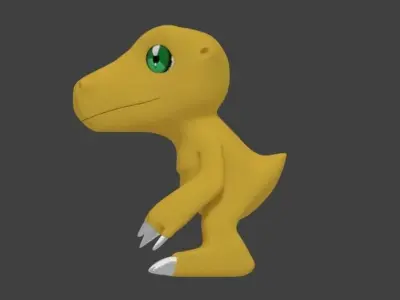 Agumon dinosaur with eyes Low-poly 3D model